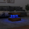 Mesa de centro com luzes LED 50x50x40 cm madeira velha 5