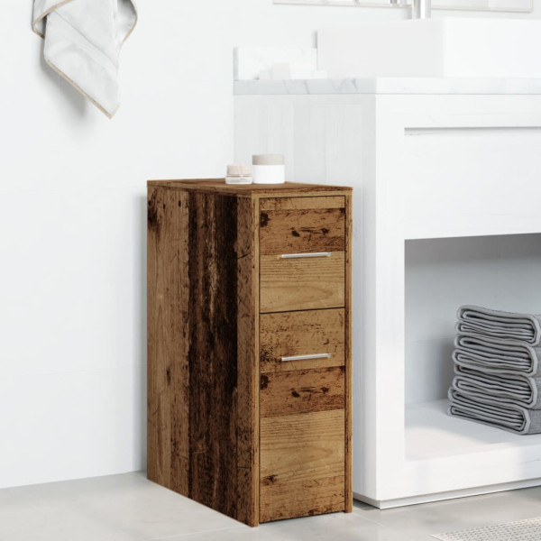 Armario de baño estrecho con ruedas madera envejecida M 3