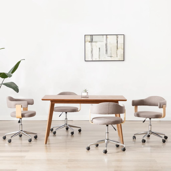Sillas comedor giratorias 4 uds madera curvada tela gris taupe D