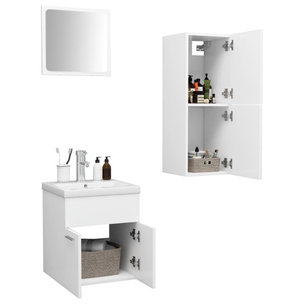 Conjunto de muebles de baño madera de ingeniería blanco M 3