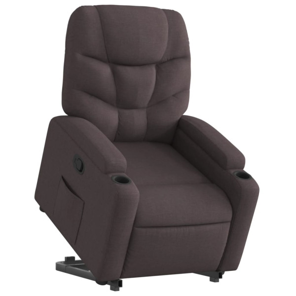 Sillón reclinable elevable tela marrón oscuro M 3