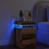 Mesita de noche con LED madera ingeniería envejecida 35x39x55cm 1