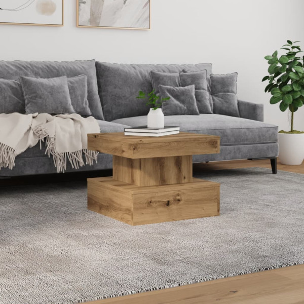 Mesa de centro con luces LED roble artisian 50x50x40 cm M 4