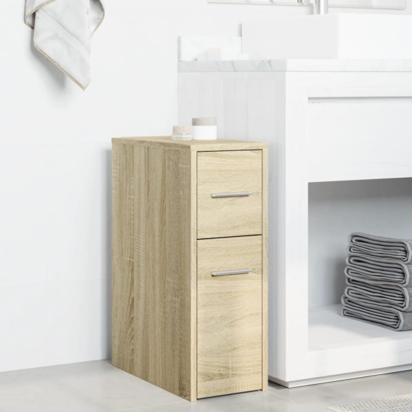 Armario de baño estrecho con ruedas madera roble Sonoma M 3
