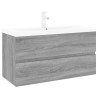 Mueble de baño con lavabo madera contrachapada gris Sonoma 2