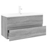 Mueble de baño con lavabo madera contrachapada gris Sonoma 3