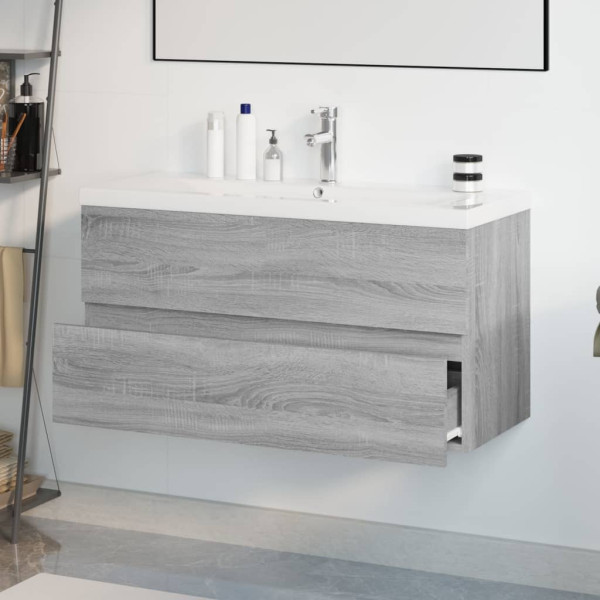 Mueble de baño con lavabo madera contrachapada gris Sonoma M 4
