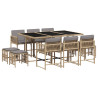 Set comedor de jardín 11 pzas con cojines ratán sintético beige 2