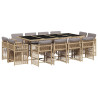 Set comedor de jardín con cojines 13 pzas ratán sintético beige 2