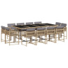 Set comedor de jardín con cojines 13 pzas ratán sintético beige 2