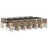 Set comedor de jardín con cojines 13 pzas ratán sintético beige 2
