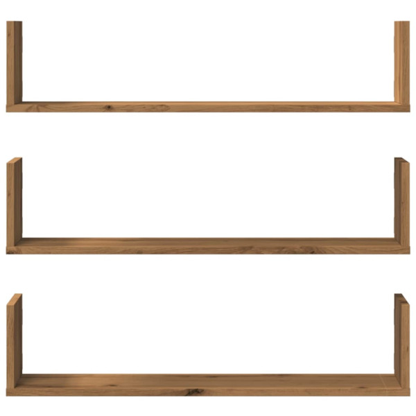 Estantes de pared 3 uds madera ingeniería artisian 80x18x18 cm M 4