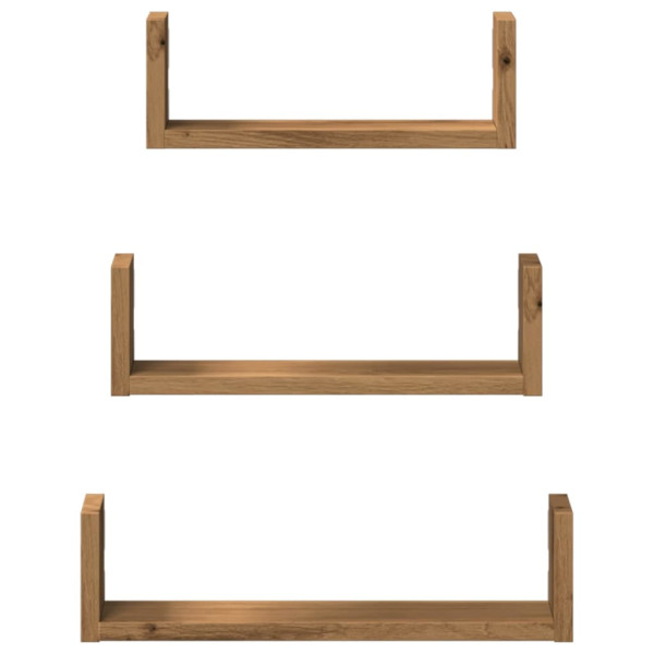 Estante de pared 3 uds madera de ingeniería roble artesanal M 4