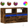 Mueble de TV de pared con luces LED roble ahumado 80x31x45 cm 2