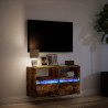 Mueble de TV de pared con luces LED roble ahumado 80x31x45 cm 5