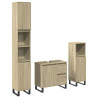 Set de muebles de baño 3 pzas madera contrachapada roble Sonoma 2
