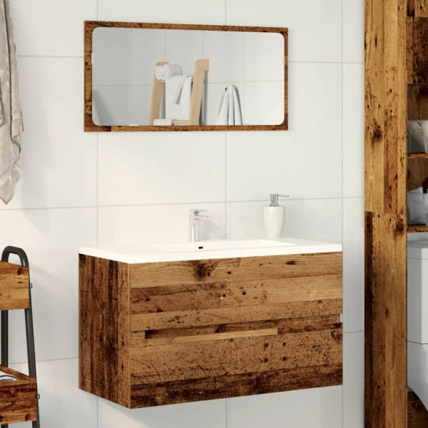 Armario pared baño madera ingeniería envejecida 80x38.5x45cm M 3