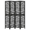 Biombo separador de 4 paneles madera maciza Paulownia negro 4