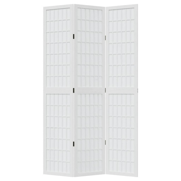 Biombo separador de 3 paneles madera maciza Paulownia blanco M 4