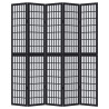 Biombo separador de 5 paneles madera maciza Paulownia negro 4