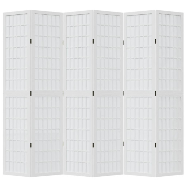 Biombo separador de 6 paneles madera maciza Paulownia blanco M 4