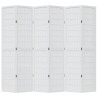 Biombo separador de 6 paneles madera maciza Paulownia blanco 4