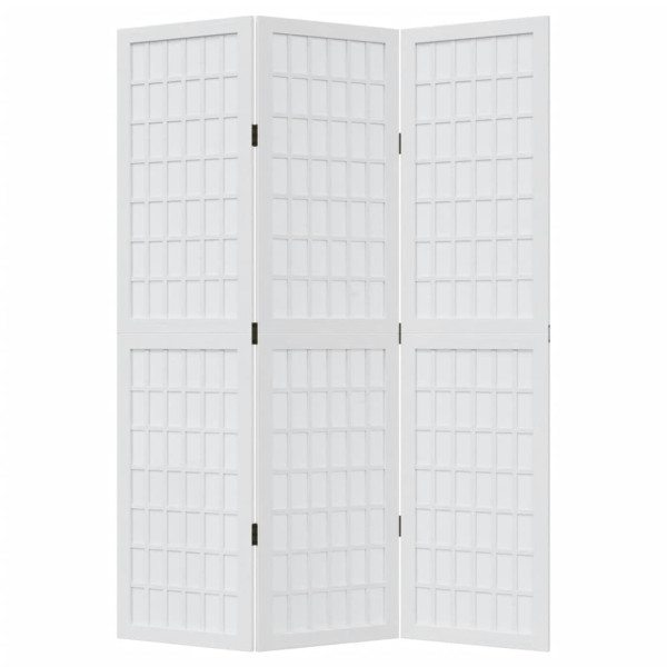 Biombo separador de 3 paneles madera maciza Paulownia blanco M 4