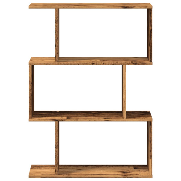 Librería divisora 3 niveles madera envejecida 70x24x97 cm M 5