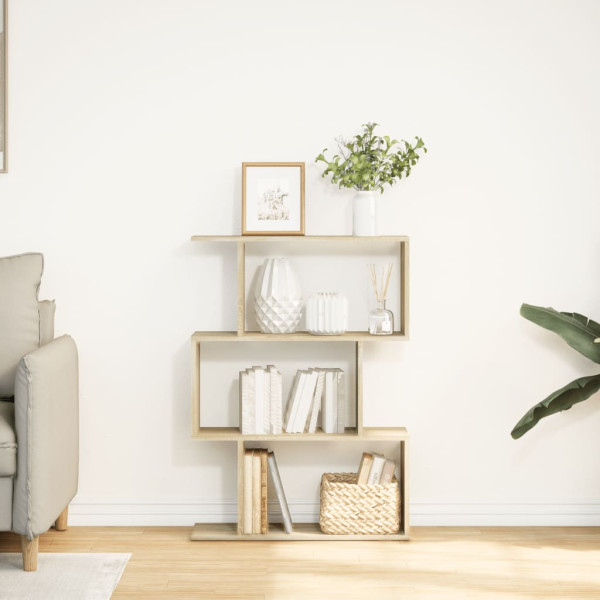 Librería divisora 3 niveles madera roble Sonoma 70x24x97 cm M 3