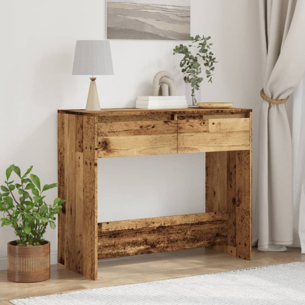 Mesa consola madera ingeniería madera envejecida 89x41x76.5 cm M 3