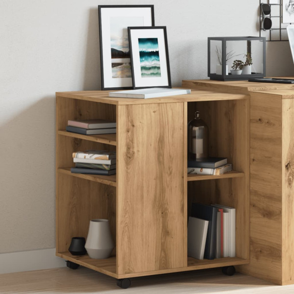 Armario con ruedas madera ingeniería roble artesanal 60x53x72cm M 4