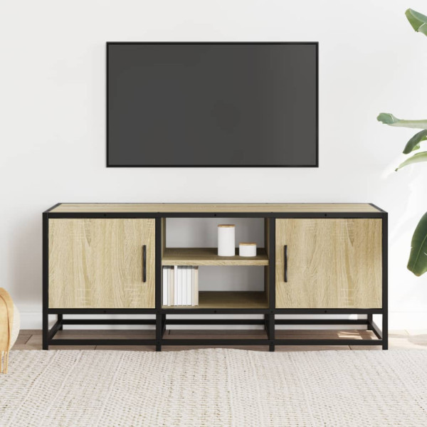 Mueble TV metal y madera ingeniería roble Sonoma 100x35x41 cm M 3