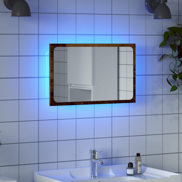 Espejo de baño con luz LED madera envejecida 60x8.5x38 cm D