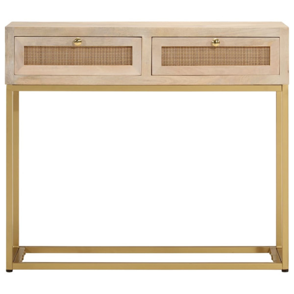 Mesa consola madera maciza de mango y hierro 90x30x76 cm M 3