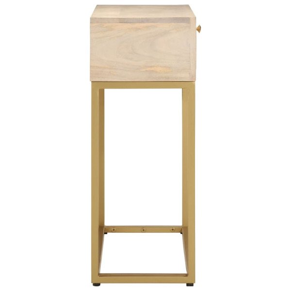 Mesa consola madera maciza de mango y hierro 90x30x76 cm M 4