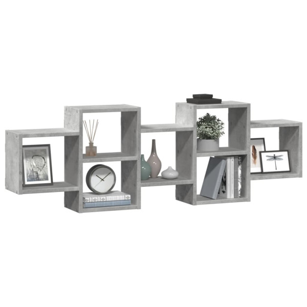 Estante de pared madera ingeniería gris hormigón 129x18x42 cm M 3
