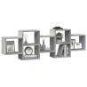Estante de pared madera ingeniería gris hormigón 129x18x42 cm 3