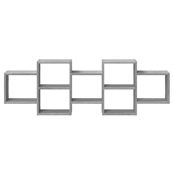 Estante de pared madera ingeniería gris Sonoma 129x18x42 cm M 4