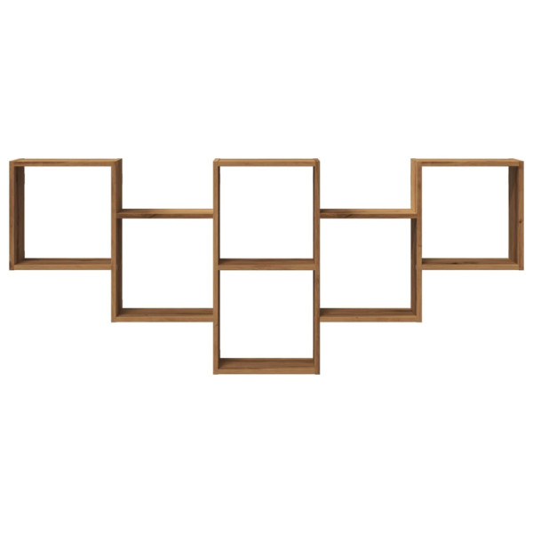 Estante de pared madera ingeniería roble artesanal 159x18x66 cm M 4