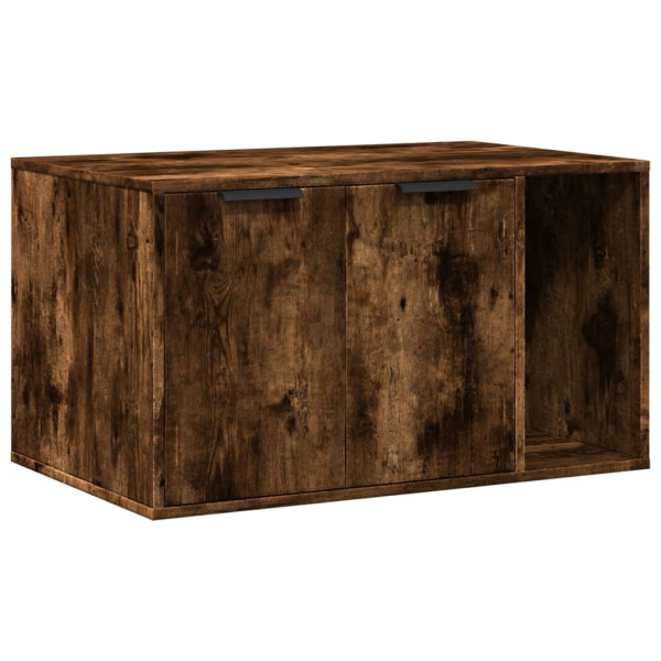 Mueble arenero para gatos madera roble ahumado 80x50x45 cm M 2