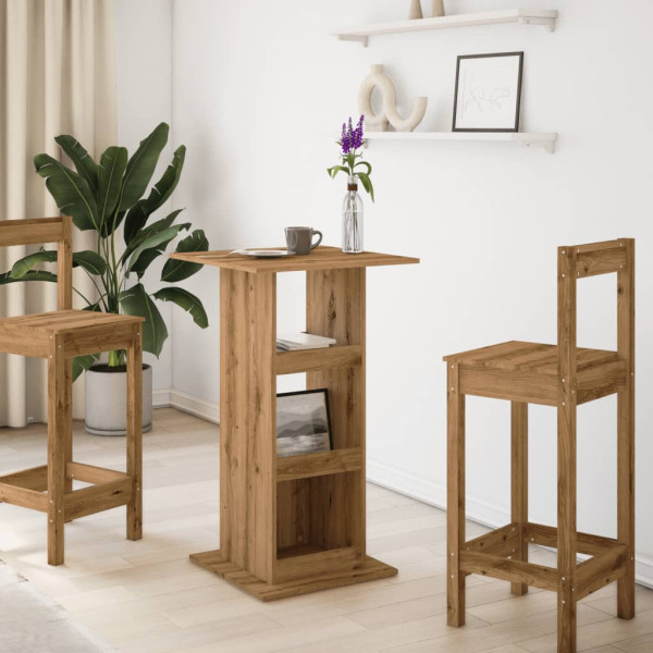 Mesa alta bar con almacenaje madera roble artisian 60x60x102 cm M 3