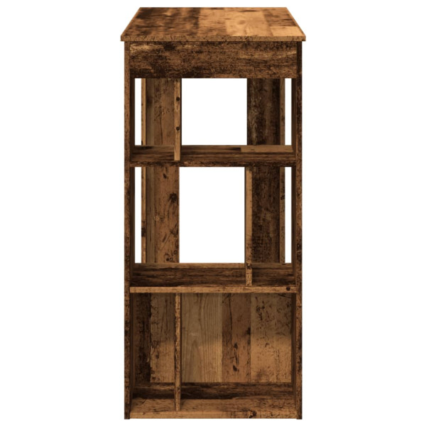 Mesa bar y estantes madera ingeniería envejecida 102x50x103.5cm M 5