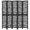 Biombo separador de 5 paneles madera maciza Paulownia negro 4