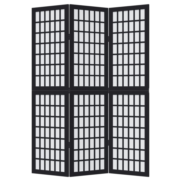 Biombo separador de 3 paneles madera maciza Paulownia negro M 4