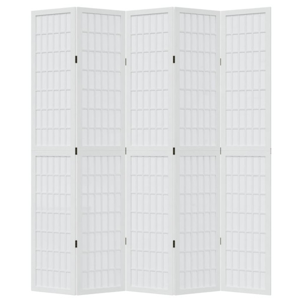 Biombo separador de 5 paneles madera maciza Paulownia blanco M 4