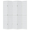 Biombo separador de 5 paneles madera maciza Paulownia blanco 4