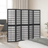 Separador Biombo 5 painéis de madeira maciça Paulownia preto 3
