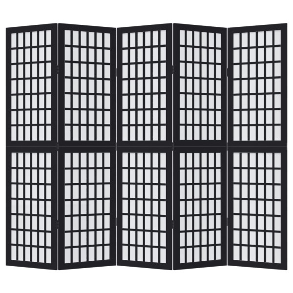 Biombo separador de 5 paneles madera maciza Paulownia negro M 4