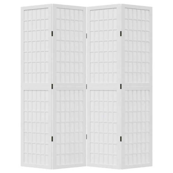 Biombo separador de 4 paneles madera maciza Paulownia blanco M 4