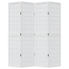 Biombo separador de 4 paneles madera maciza Paulownia blanco 4